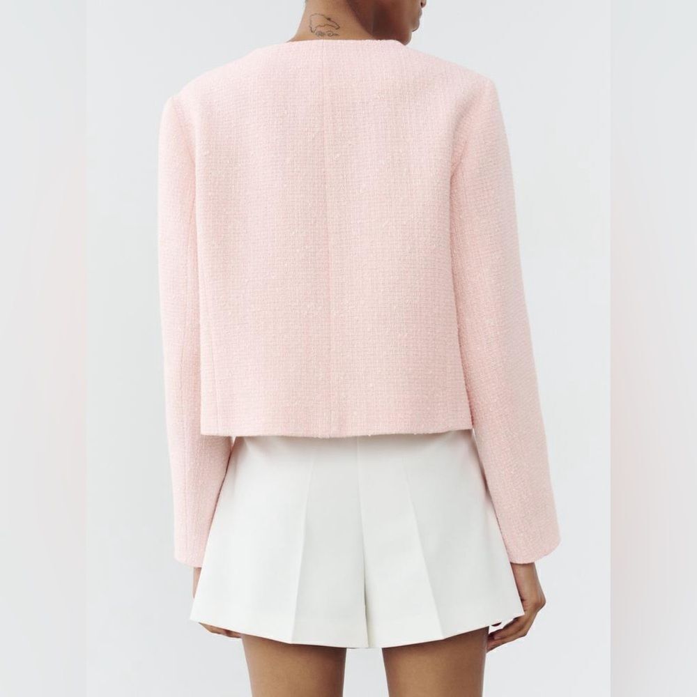 ZARA STRUCTURED ROUND NECK BLAZER - Picture 5 of 9